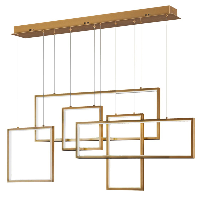 Люстра Rectangle Geometry Chandelier Gold 5 Золотой в Краснодаре | Loft Concept 