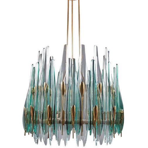 Люстра Max Ingrand Dahlia Chandelier Прозрачный зеленый Глянцевое золото в Краснодаре | Loft Concept 