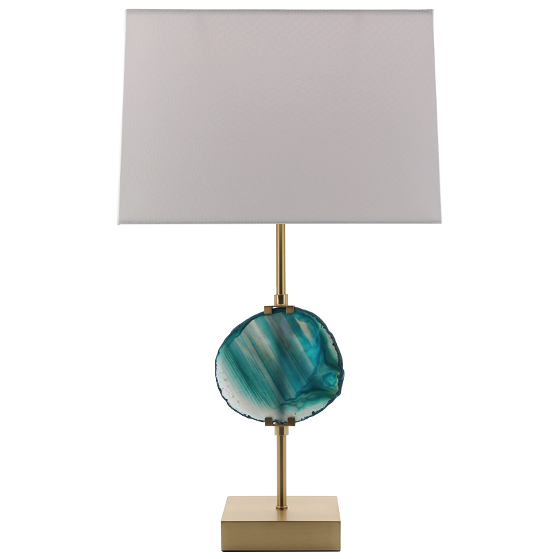 Настольная лампа Blue Agate Design Table Lamp Латунь Синий Бирюзовый Белый в Краснодаре | Loft Concept 