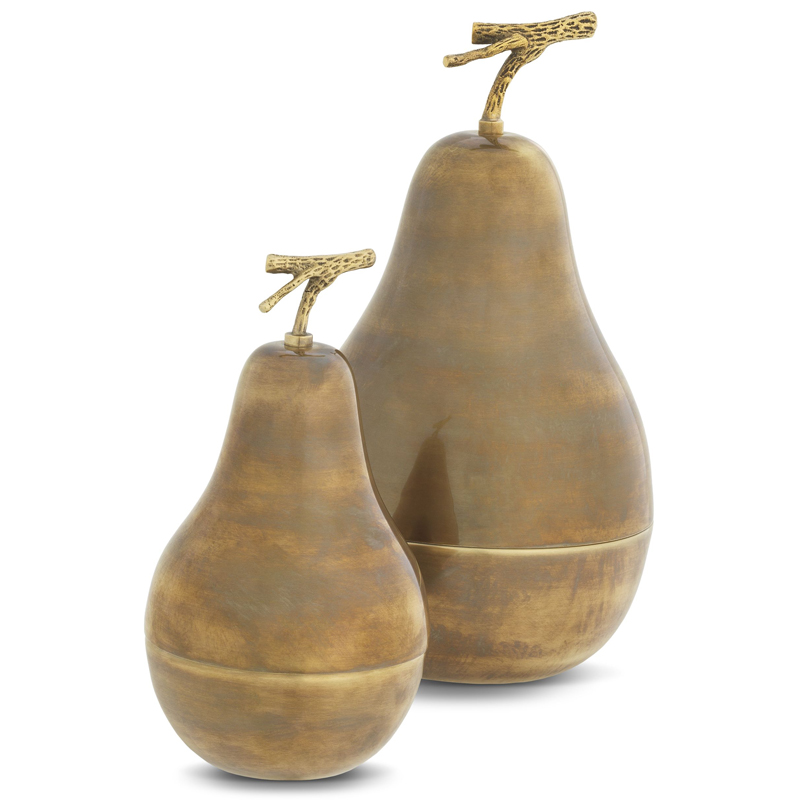 Комплект шкатулок Eichholtz Box Pear Set of 2 brass Винтажная латунь в Краснодаре | Loft Concept 