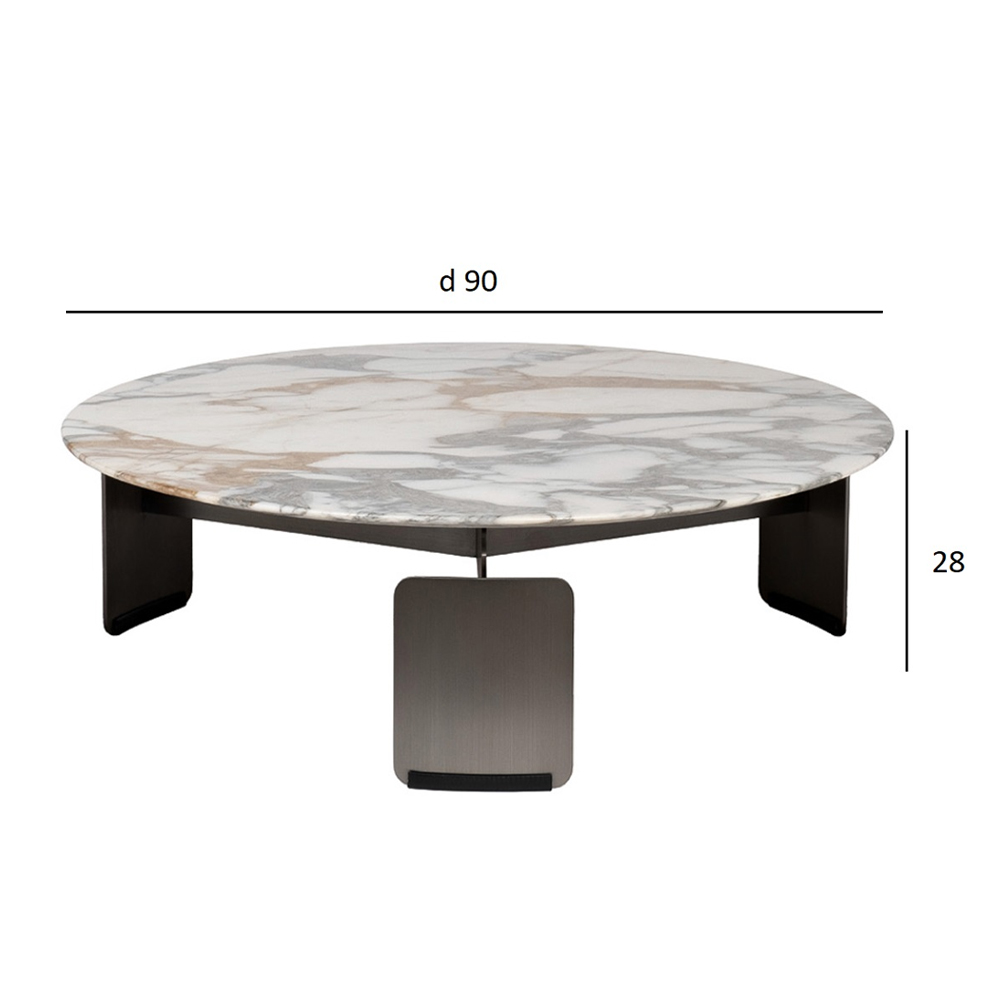 Столик журнальный с круглой мраморной столешницей на трех опорах Marble Stone Drawing в Краснодаре