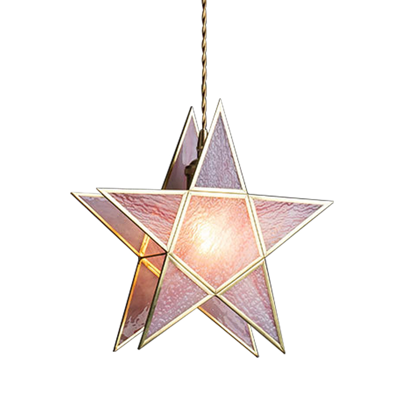 Подвесной светильник Star Pink Glass Hanging Light Розовый Латунь в Краснодаре | Loft Concept 