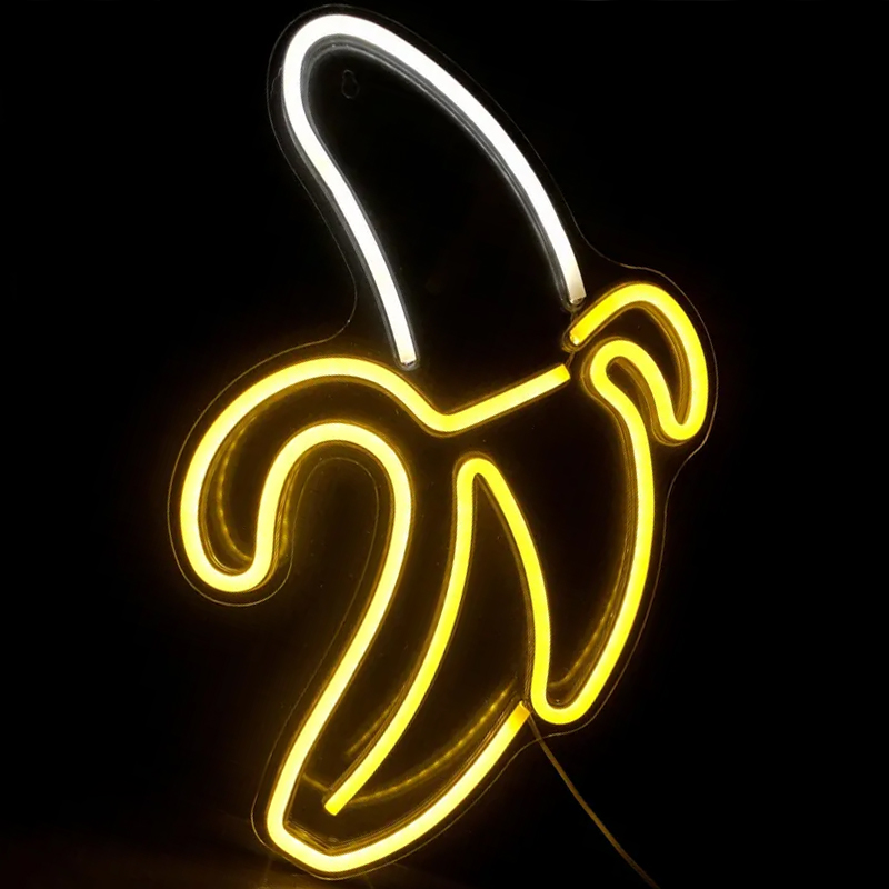 Неоновая настенная лампа Banana Neon Wall Lamp Прозрачный Белый Желтый в Краснодаре | Loft Concept 