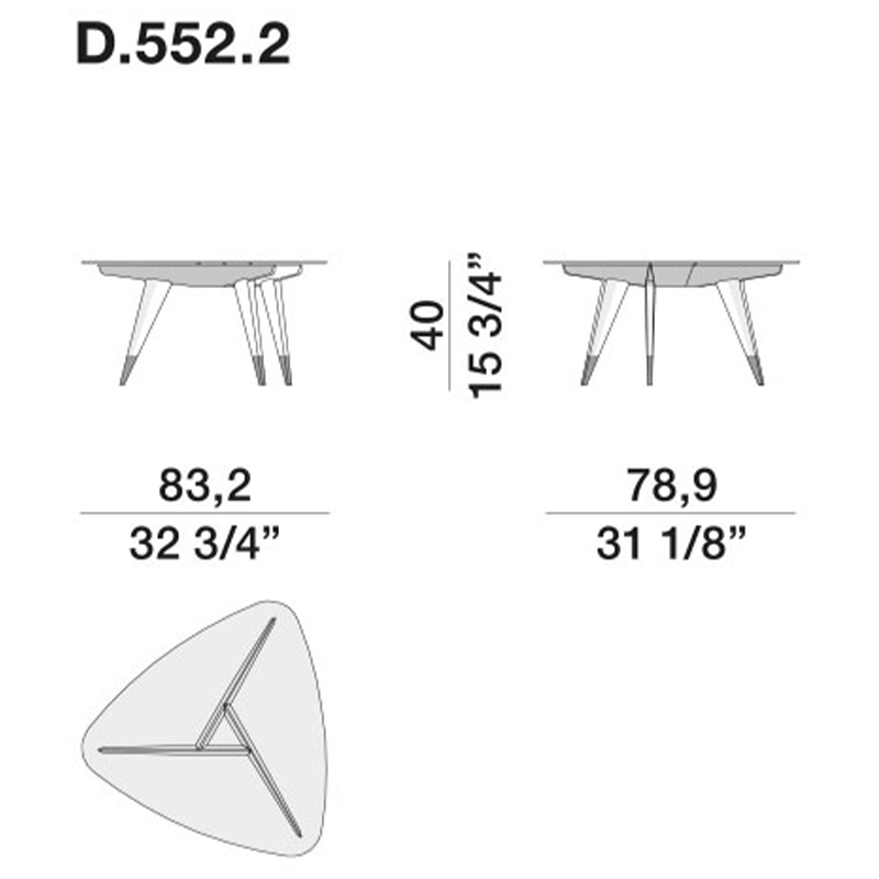 Дизайнерский кофейный стол со стеклянной столешницей Gio Ponti D.552.2 Coffee Table в Краснодаре