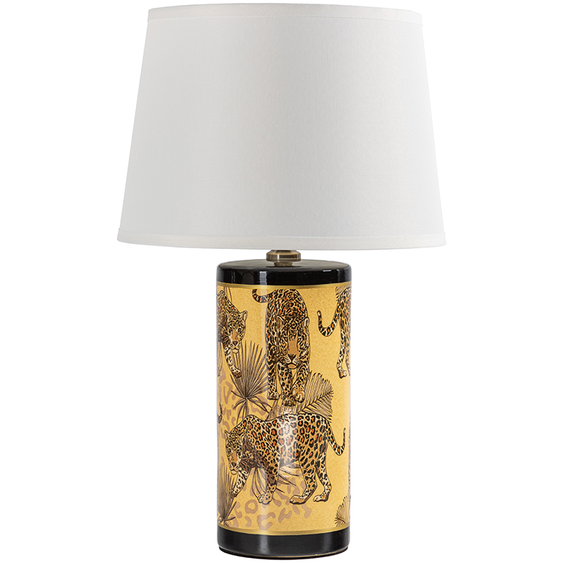 Настольная лампа с абажуром Leopard Lampshade Yellow White Желтый Белый Черный в Краснодаре | Loft Concept 