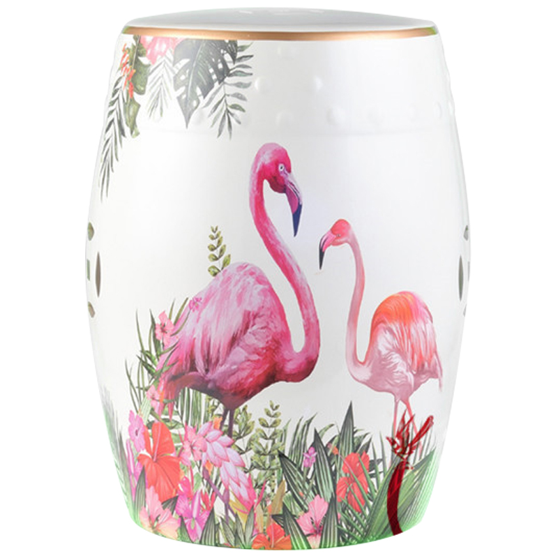 Керамический табурет Flamingo Tropical Animal Ceramic Stool White Белый Розовый Зеленый в Краснодаре | Loft Concept 