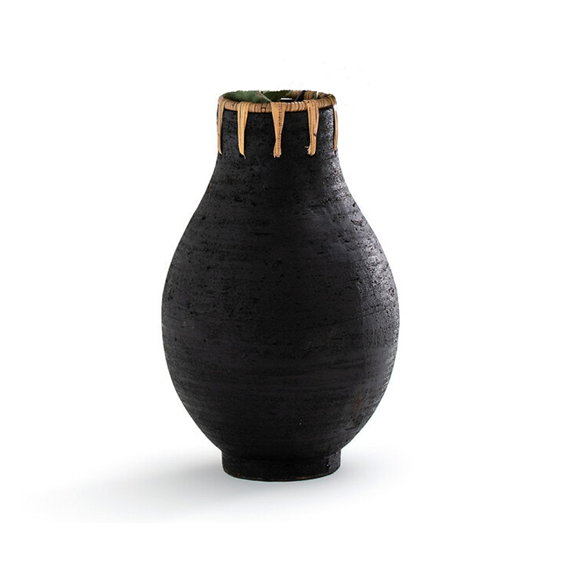 Ваза Ceramic Vase & Rattan D20 Черный в Краснодаре | Loft Concept 