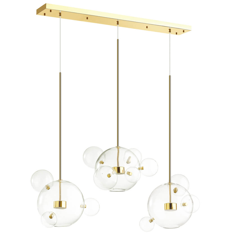 Люстра Transparent Bubble Chandelier Gold Line Глянцевое золото Прозрачный в Краснодаре | Loft Concept 