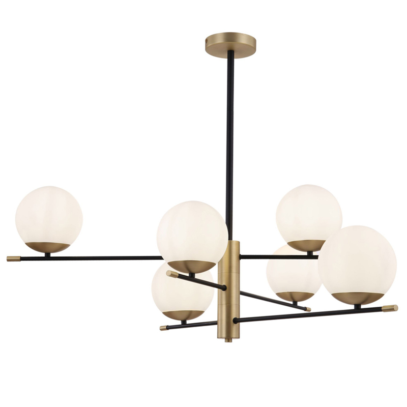 Светильник Spike Six Balls Hanging Lamp матовое золото Прозрачный белый в Краснодаре | Loft Concept 