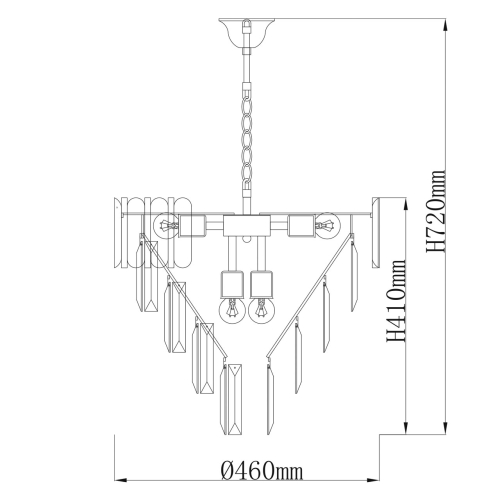 Люстра из черного металла с многоярусными подвесками из прозрачного хрусталя на золотой цепи Empire Black Chandelier Crystal в Краснодаре