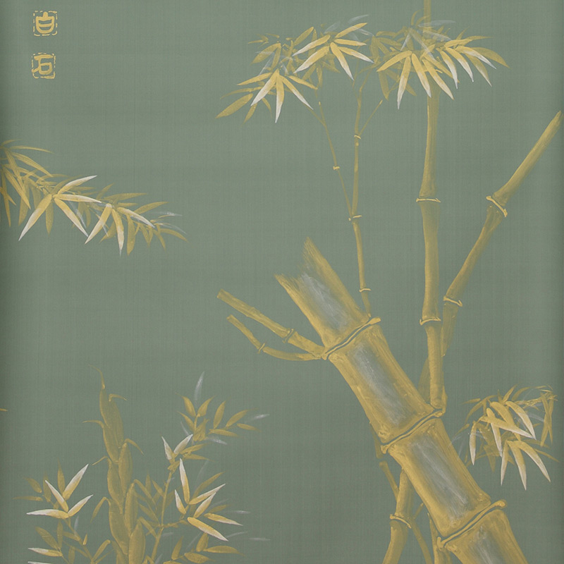 Обои ручная роспись Bamboo Golden on Blue grey dyed silk Обои ручная роспись Bamboo Golden on Blue grey dyed silk в Краснодаре | Loft Concept