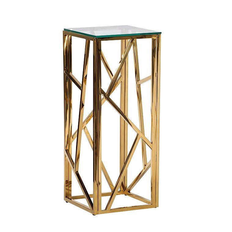 Подставка Serene Furnishing Gold Clear Glass Top stand Прозрачное Стекло Золотой в Краснодаре | Loft Concept 