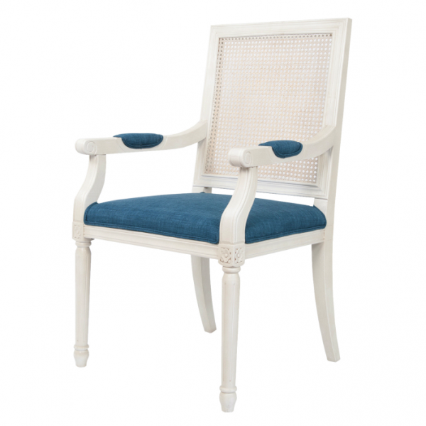 Стул French chairs Provence Garden White ArmChair Белый Темно-синий в Краснодаре | Loft Concept 