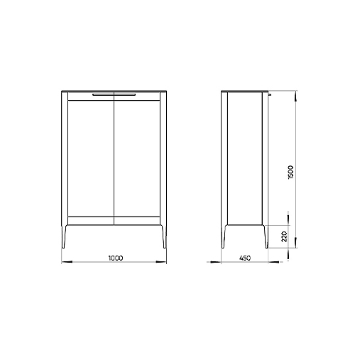 Витрина светло-серая с 2-мя стеклянными дверцами и 3-мя полками Type  в Краснодаре