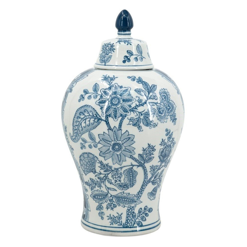 Ваза с крышкой и голубым цветочным рисунком 37 см Blue & White Ornament Белый Голубой Ваза с крышкой и голубым цветочным рисунком 37 см Blue & White Ornament Белый Голубой в Краснодаре | Loft Concept