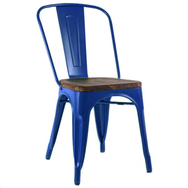 Кухонный стул Tolix Chair Wood Blue Синий Синий Коричневый в Краснодаре | Loft Concept 