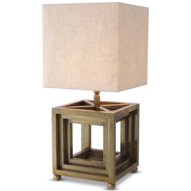 Настольная лампа Eichholtz Table Lamp Bellagio Brass Винтажная латунь Бежево-серый в Краснодаре | Loft Concept 