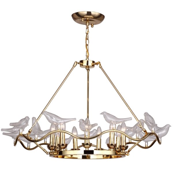 Люстра Dove Chandelier Glass Bird 9 Золотой в Краснодаре | Loft Concept 