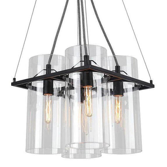 Люстра Glass Cylinder Chandelier Прозрачный Черный в Краснодаре | Loft Concept 