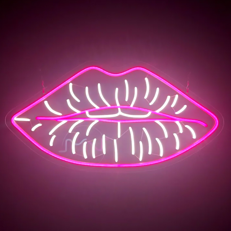 Неоновая настенная лампа Lips Neon Wall Lamp Розовый Белый в Краснодаре | Loft Concept 