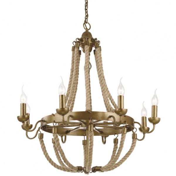 Люстра Rattan Chandelier Metall 8 Loft Rope Light  в Краснодаре | Loft Concept 