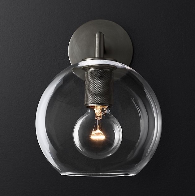 Бра RH Utilitaire Globe Shade Single Sconce Black Черный Темная бронза в Краснодаре | Loft Concept 