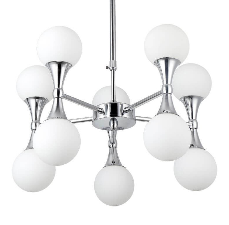 Люстра Ball Valley Chandelier Chromium 10 Белый Хром в Краснодаре | Loft Concept 