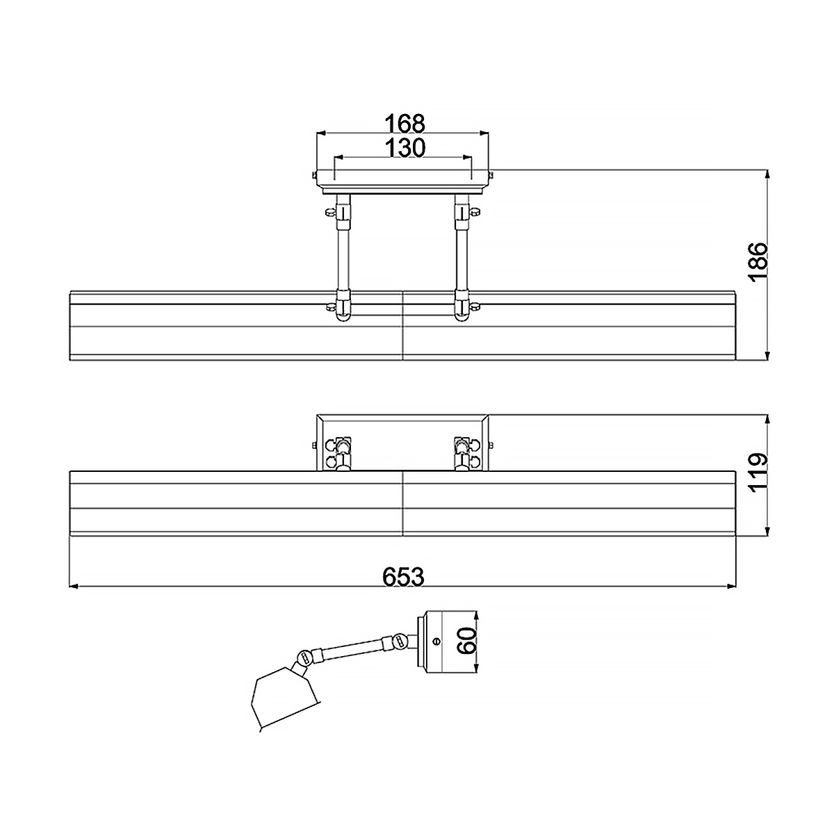 Светильник для картин с призматическим плафоном и двойными регулируемыми шарнирами Elstead Lighting в Краснодаре