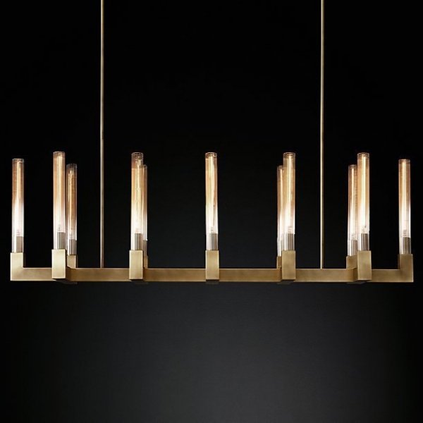 Люстра RH CANELLE Linear Chandelier 12 Modern Brass Латунь в Краснодаре | Loft Concept 