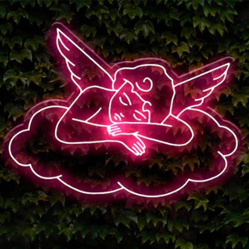 Неоновая настенная лампа Sleeping Angel Neon Wall Lamp Розовый Прозрачный Розовый в Краснодаре | Loft Concept 