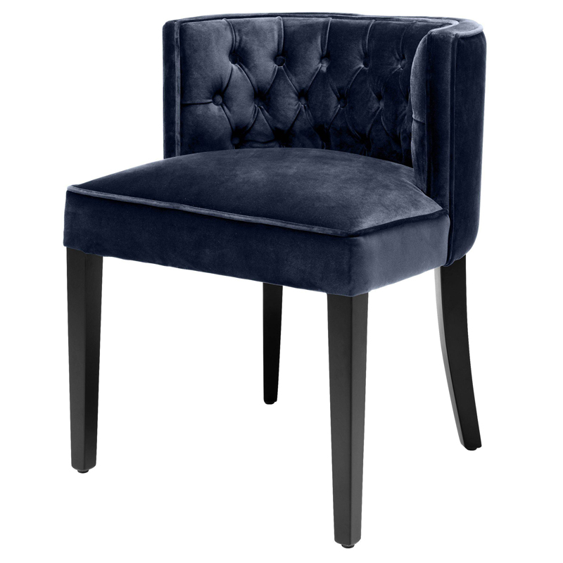 Стул Eichholtz Dining Chair Dearborn blue Темно-синий Черный в Краснодаре | Loft Concept 