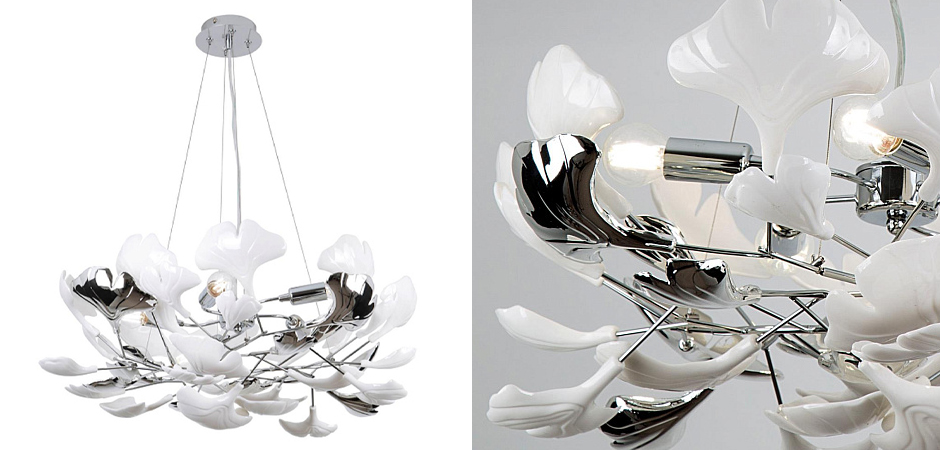 Люстра Wintery flover Chrome с Белыми декоративными плафонами Люстра Wintery flover Chrome с Белыми декоративными плафонами - Loft-Concept в Краснодаре