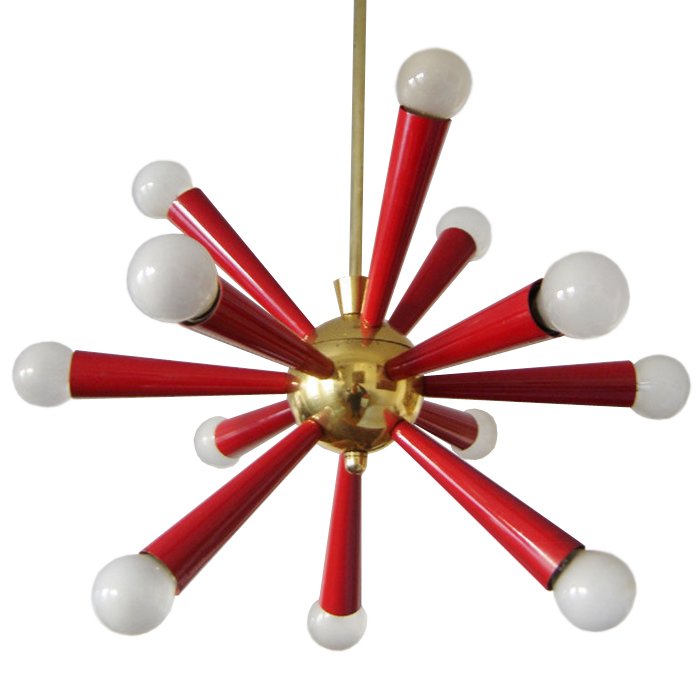 Люстра Mid Century Modern ATOMIC Sputnik Red Красный (Red) Золотой в Краснодаре | Loft Concept 