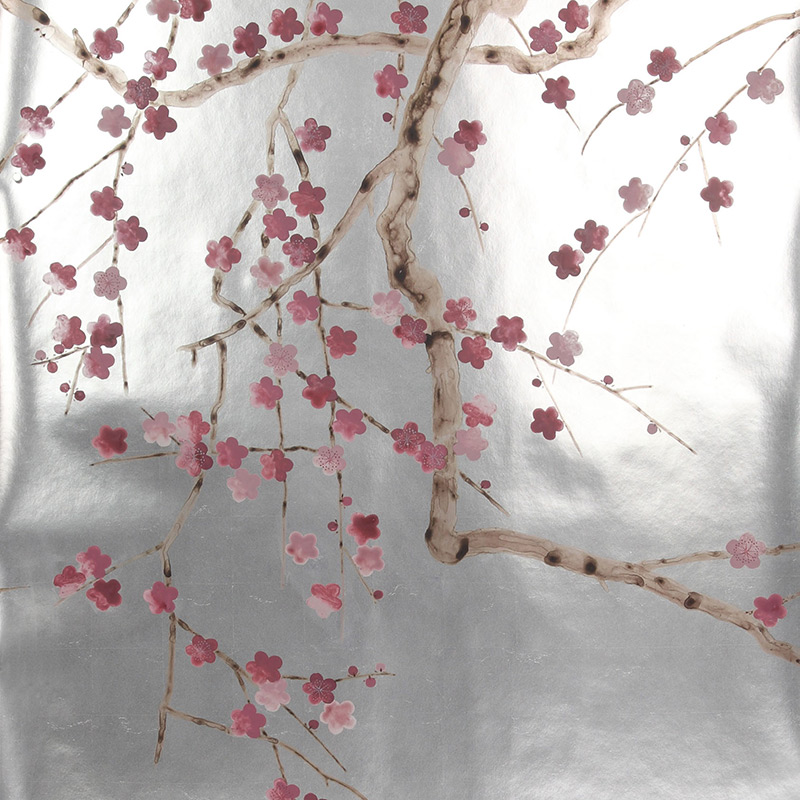 Обои ручная роспись Plum Blossom Blossom on Tarnished Silver gilded paper  в Краснодаре | Loft Concept 