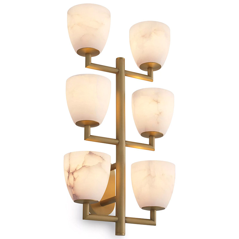 Настенный светильник Eichholtz Wall Lamp Valerius Латунь Белый Мрамор Bianco ivory ( слоновая кость ) в Краснодаре | Loft Concept 