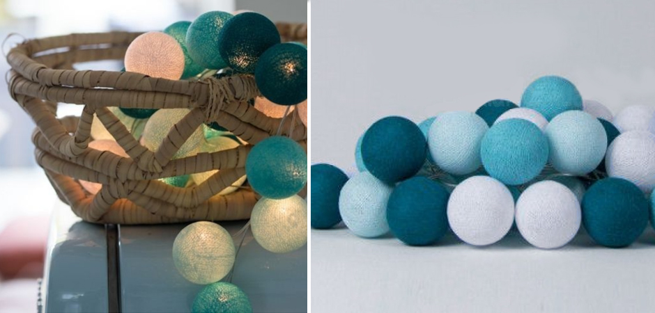 Гирлянда хлопковые фонарики Сotton Ball Aqua - Loft-Concept в Краснодаре