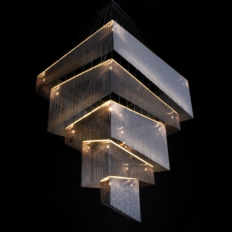 Люстра Серебряные цепочки Willowlamp Geometric Storm Silver Серебряный в Краснодаре | Loft Concept 