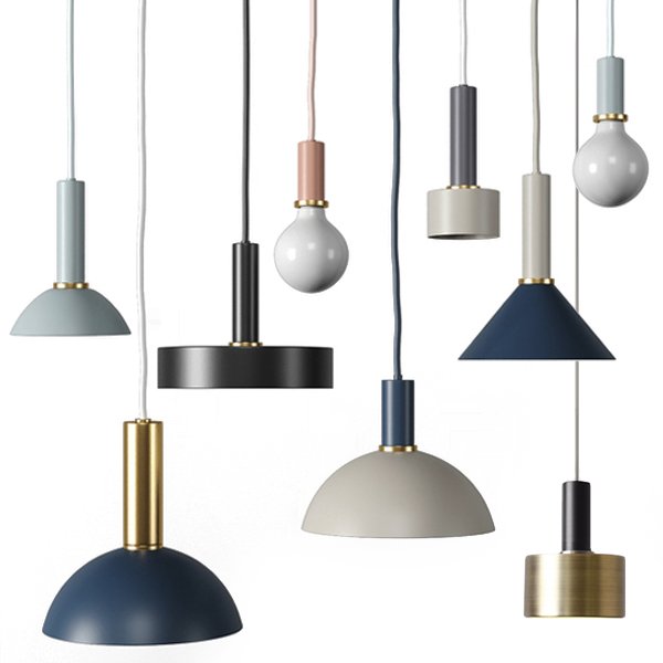 Подвесной светильник Ferm Living Socket Pendant High  Черный Латунь Голубой пастельный Темно-синий Белый Дымчатая Роза в Краснодаре | Loft Concept 