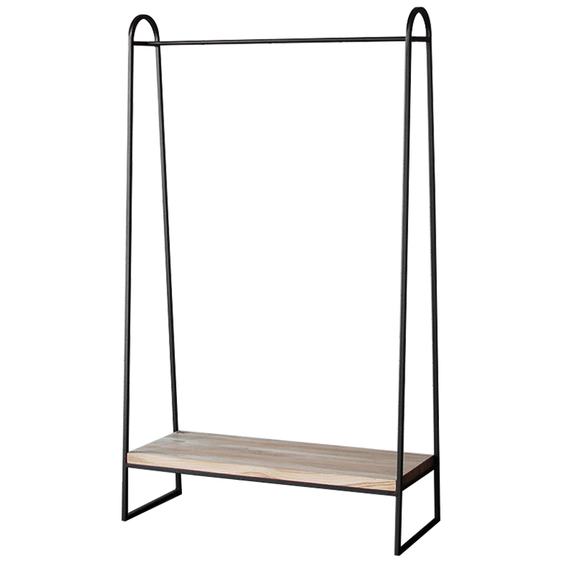 Рейл Amba Industrial Metal Rust Clothes Rail Черный Светлый дуб в Краснодаре | Loft Concept 