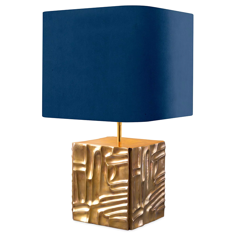 Настольная лампа Eichholtz Table Lamp Oregon Blue Velvet Синий Латунь в Краснодаре | Loft Concept 