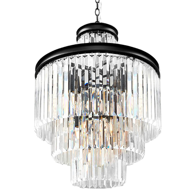 Люстра RH Odeon Chandelier Four Black 50 Прозрачное Стекло Черный в Краснодаре | Loft Concept 