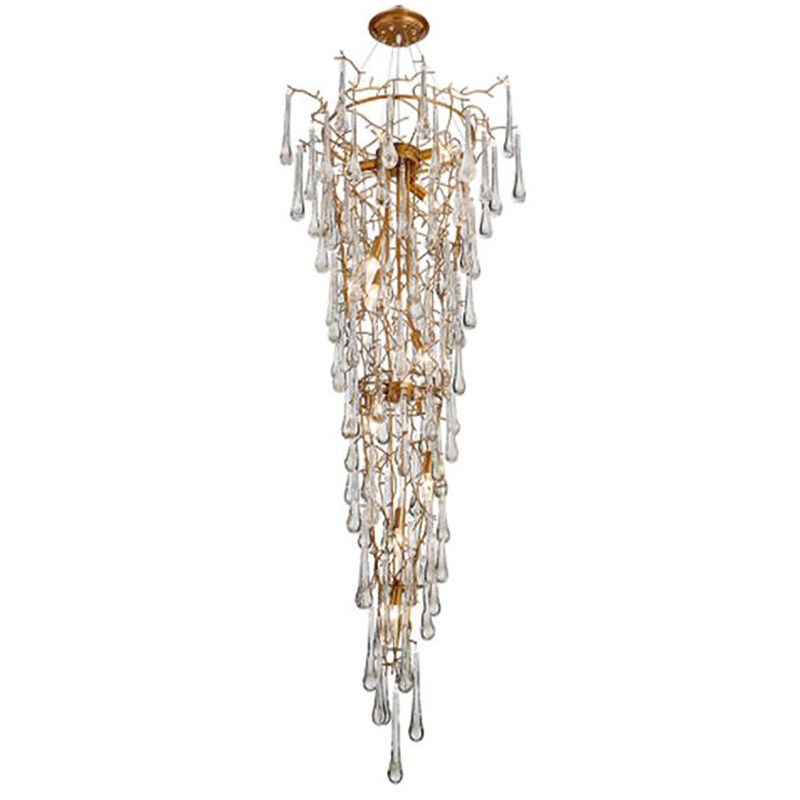 Люстра Waterfall Chandelier Crystal Drops Золотой Прозрачный в Краснодаре | Loft Concept 