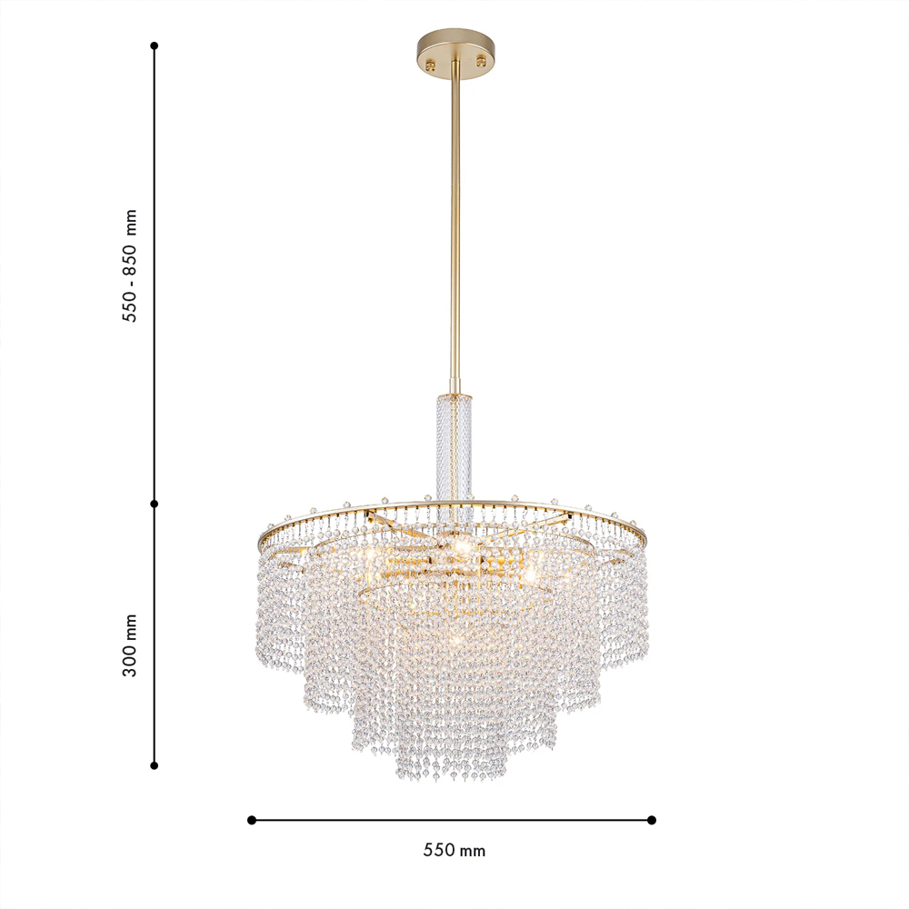 Люстра многоярусная с каскадами кристаллов Crystal Rains в Краснодаре