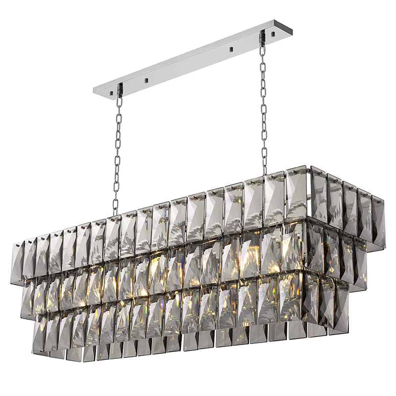 Люстра Eichholtz Chandelier Amazone Rectangular Nickel Никель Стекло Смок в Краснодаре | Loft Concept 