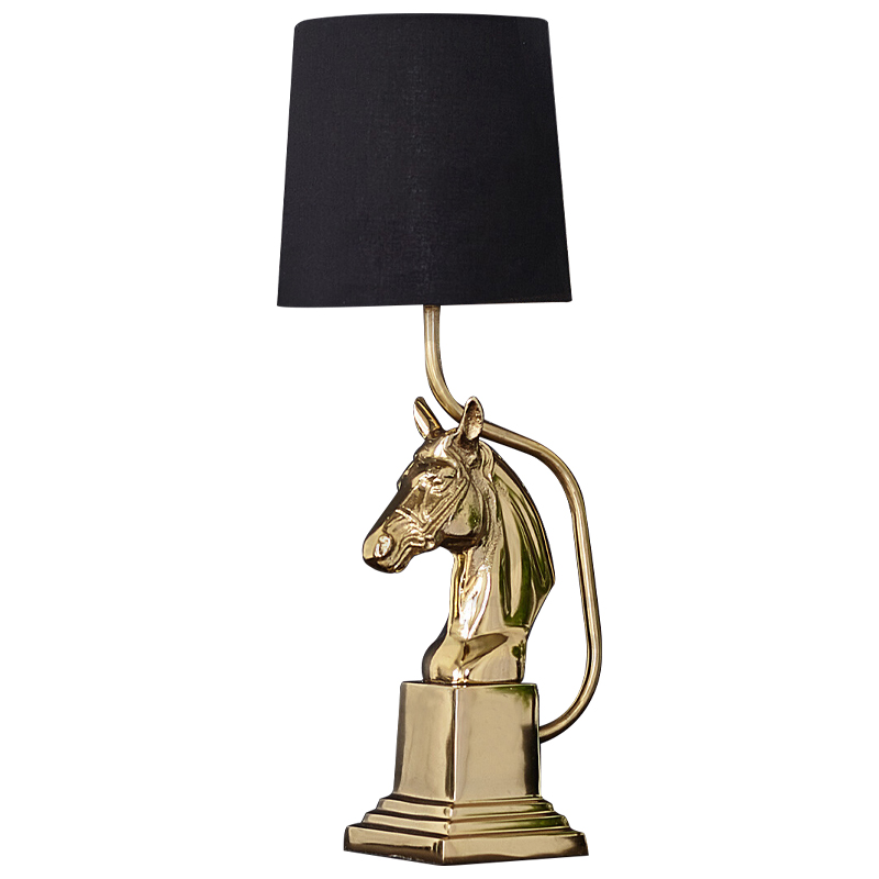 Настольная лампа с абажуром Lampshade Horse Sculpture Gold Черный Глянцевое золото в Краснодаре | Loft Concept 