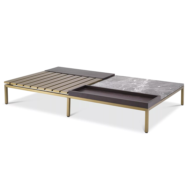 Кофейный стол Eichholtz Coffee Table Forma Латунь Серый Коричневый в Краснодаре | Loft Concept 