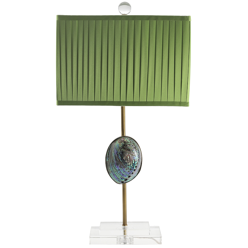 Настольная лампа с абажуром Green Semiprecious Stone Table Lamp Зеленый Прозрачное Стекло Латунь Перламутровый в Краснодаре | Loft Concept 