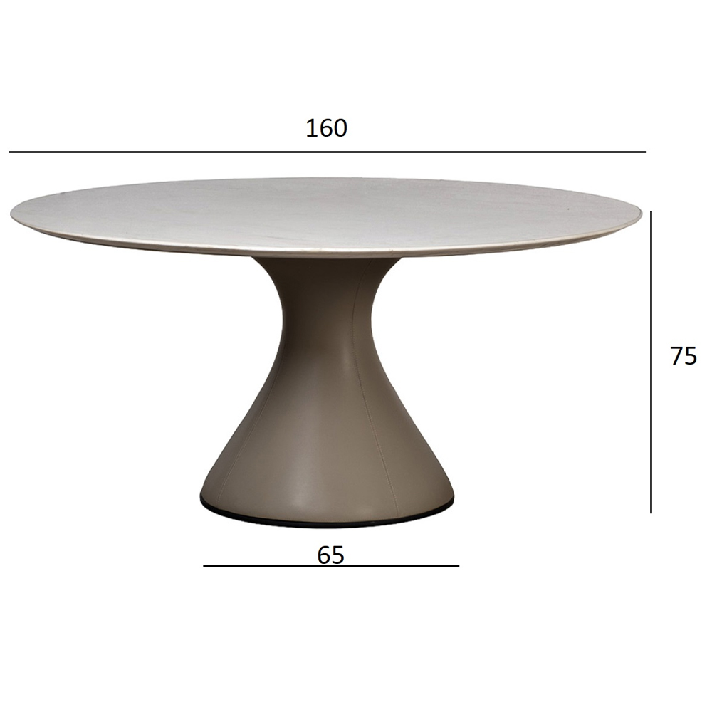 Стол обеденный круглый мраморный на бежевом основании Valedmir в Краснодаре