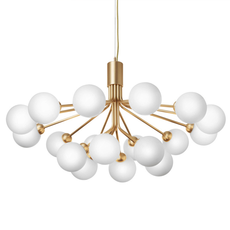 Люстра Berries Chandelier White Balloons Gold 18 Золотой Белое матовое стекло в Краснодаре | Loft Concept 