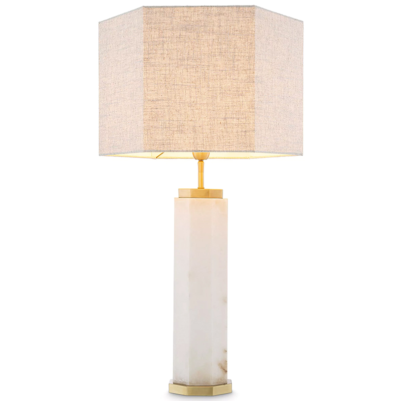 Настольная лампа Eichholtz Table Lamp Newman Alabaster Латунь Серый Белый в Краснодаре | Loft Concept 